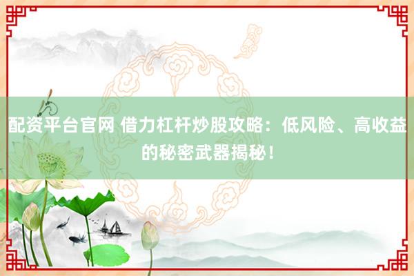 配资平台官网 借力杠杆炒股攻略：低风险、高收益的秘密武器揭秘！