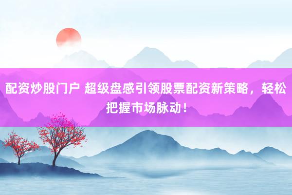 配资炒股门户 超级盘感引领股票配资新策略，轻松把握市场脉动！