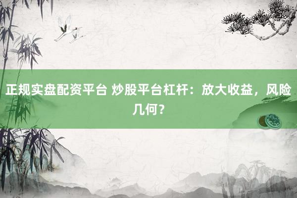 正规实盘配资平台 炒股平台杠杆：放大收益，风险几何？