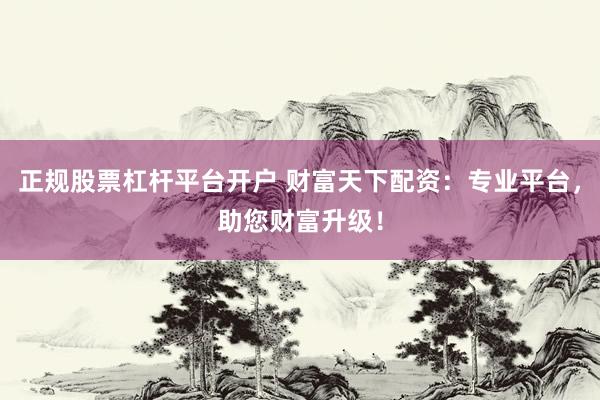 正规股票杠杆平台开户 财富天下配资：专业平台，助您财富升级！