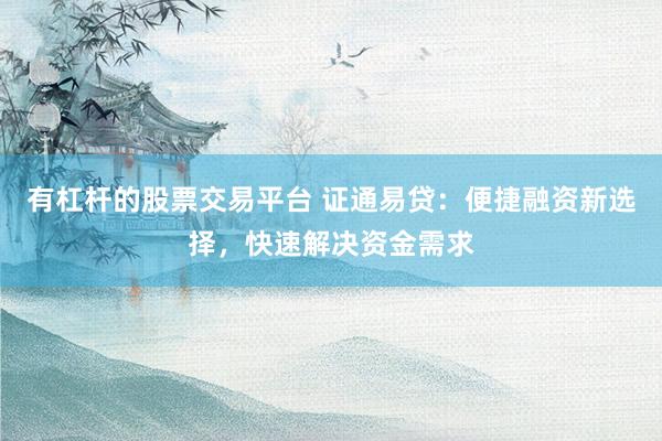 有杠杆的股票交易平台 证通易贷：便捷融资新选择，快速解决资金需求