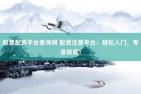 股票配资平台查询网 配资注册平台：轻松入门，专业投资！