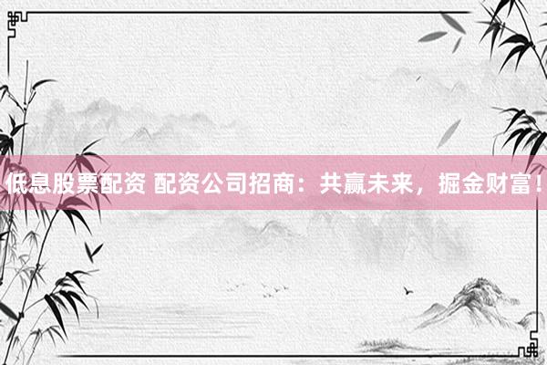 低息股票配资 配资公司招商：共赢未来，掘金财富！