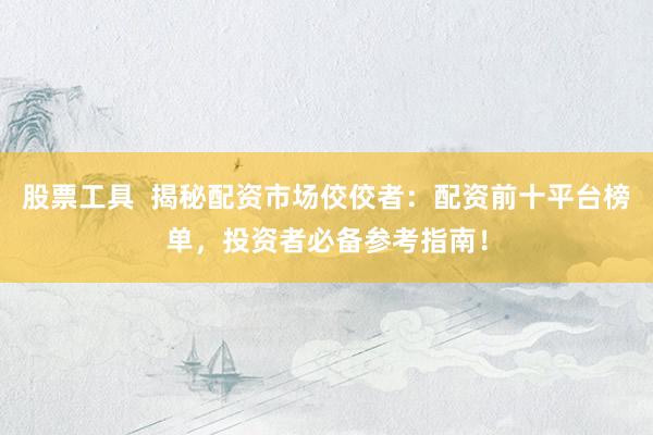 股票工具  揭秘配资市场佼佼者：配资前十平台榜单，投资者必备参考指南！