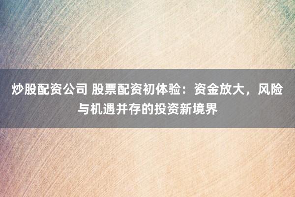 炒股配资公司 股票配资初体验:资金放大,风险与机遇并存的投资新境界