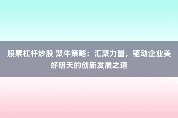 股票杠杆炒股 聚牛策略：汇聚力量，驱动企业美好明天的创新发展之道
