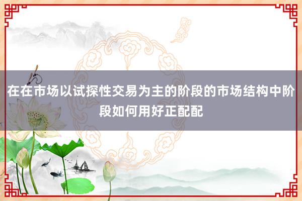 在在市场以试探性交易为主的阶段的市场结构中阶段如何用好正配配