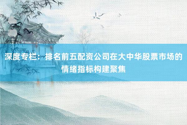 深度专栏：排名前五配资公司在大中华股票市场的情绪指标构建聚焦