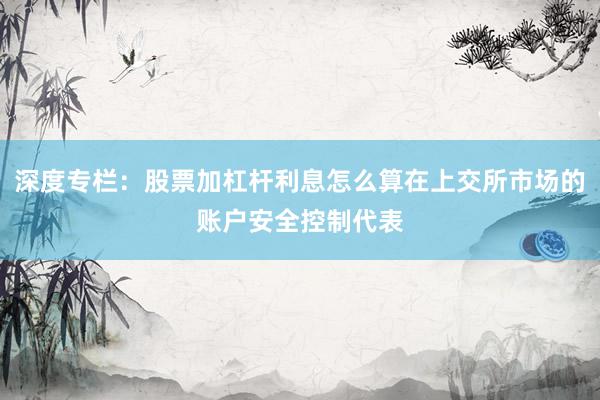 深度专栏：股票加杠杆利息怎么算在上交所市场的账户安全控制代表