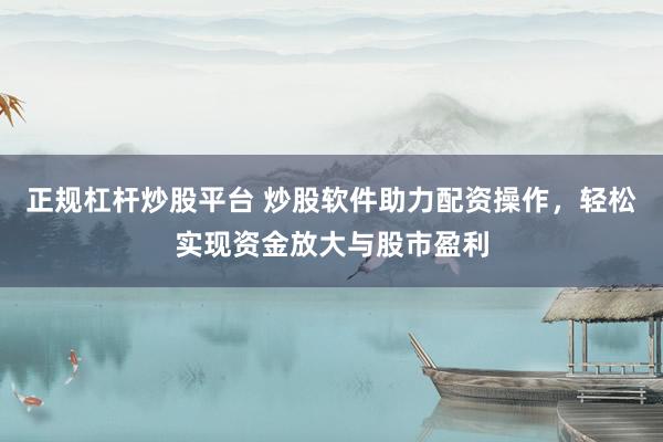 正规杠杆炒股平台 炒股软件助力配资操作，轻松实现资金放大与股市盈利