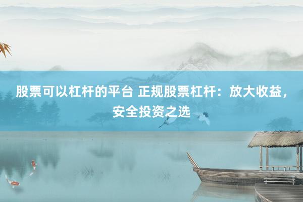 股票可以杠杆的平台 正规股票杠杆：放大收益，安全投资之选