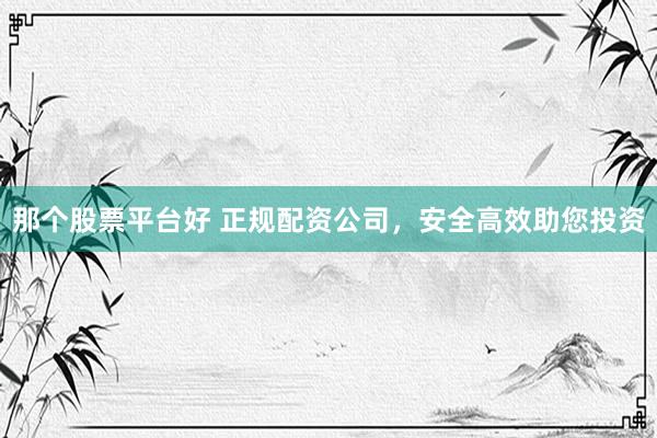 那个股票平台好 正规配资公司，安全高效助您投资