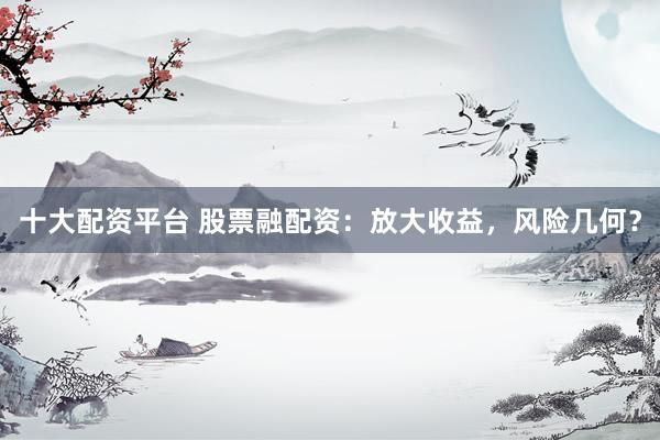 十大配资平台 股票融配资：放大收益，风险几何？