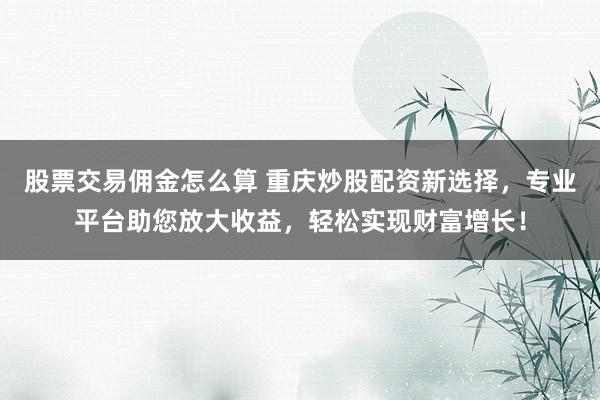 股票交易佣金怎么算 重庆炒股配资新选择，专业平台助您放大收益，轻松实现财富增长！